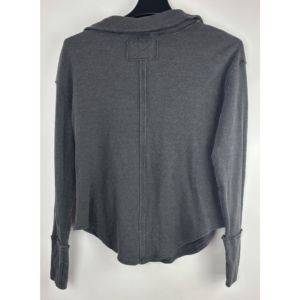 We The Free People Anakin Thermal Top Small Faded Black Slouchy Boho Grunge - Picture 4 of 9